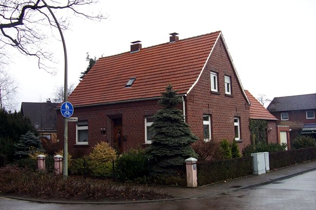 Ein hbsches, lteres Haus mit einer ansehnlichen Tanne im Vorgarten