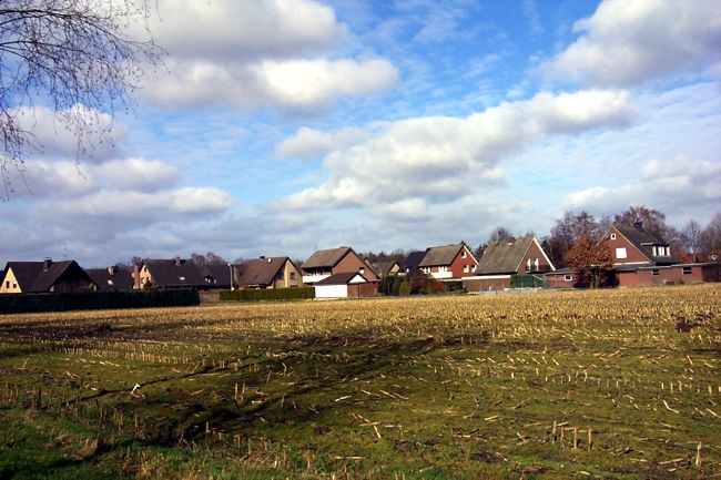 Ein Blick auf eine Wohnsiedlung