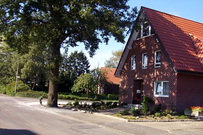 Ein prchtiger Baum spendet diesem hbschen Haus Schatten
